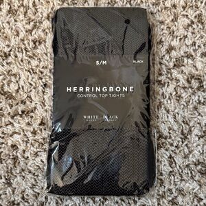 White House Black Market Herringbone Control Top Tights - Black